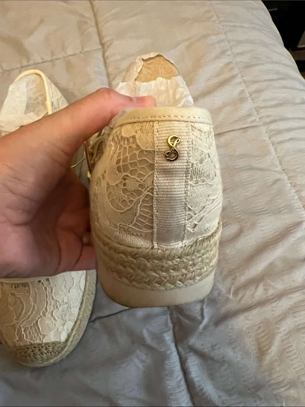 Sam & Libby Cream Lace Espadrille Mary Janes